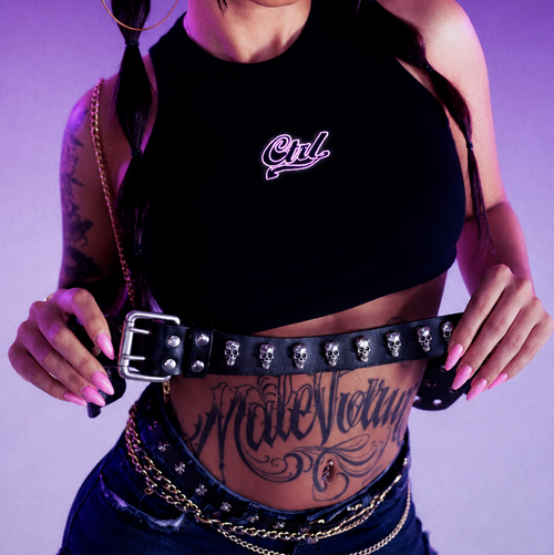 Bedazzled Skull Pattern Belt