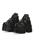 Black gothic platform shoes with metal detail