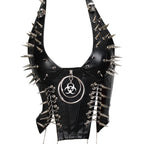 Goth Corset Top for Women with Metal Rivet Detail