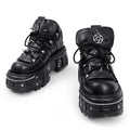 Black Goth Platform Sneakers with Metal Detail
