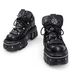Black Goth Platform Sneakers with Metal Detail
