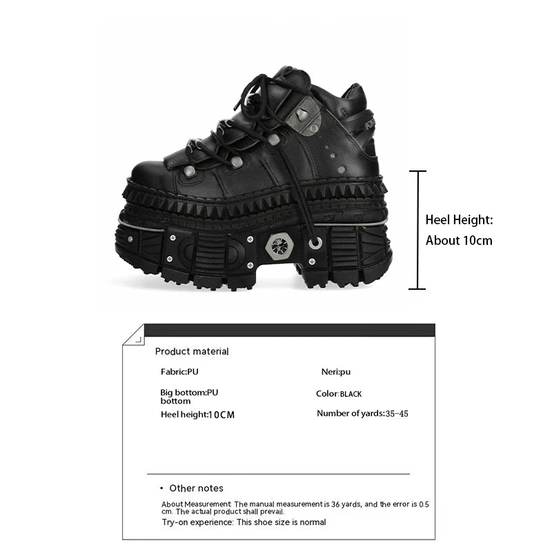 Black Goth Platform Shoes with Super-High Heel