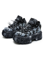 Black Punk Platform Shoes with Rivet Detail