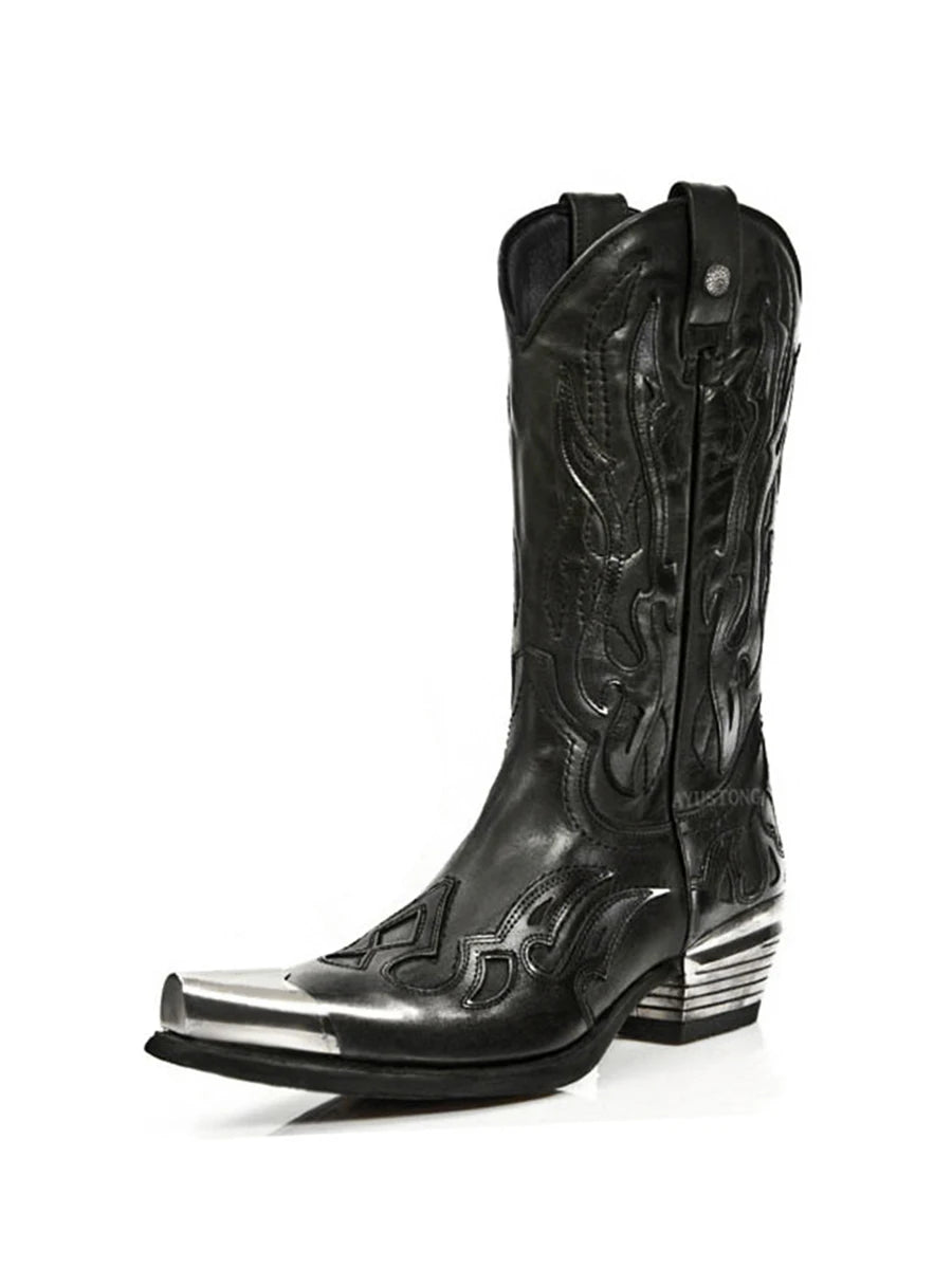 Western Boots for Women Black Chelsea Boots with Metal Detail