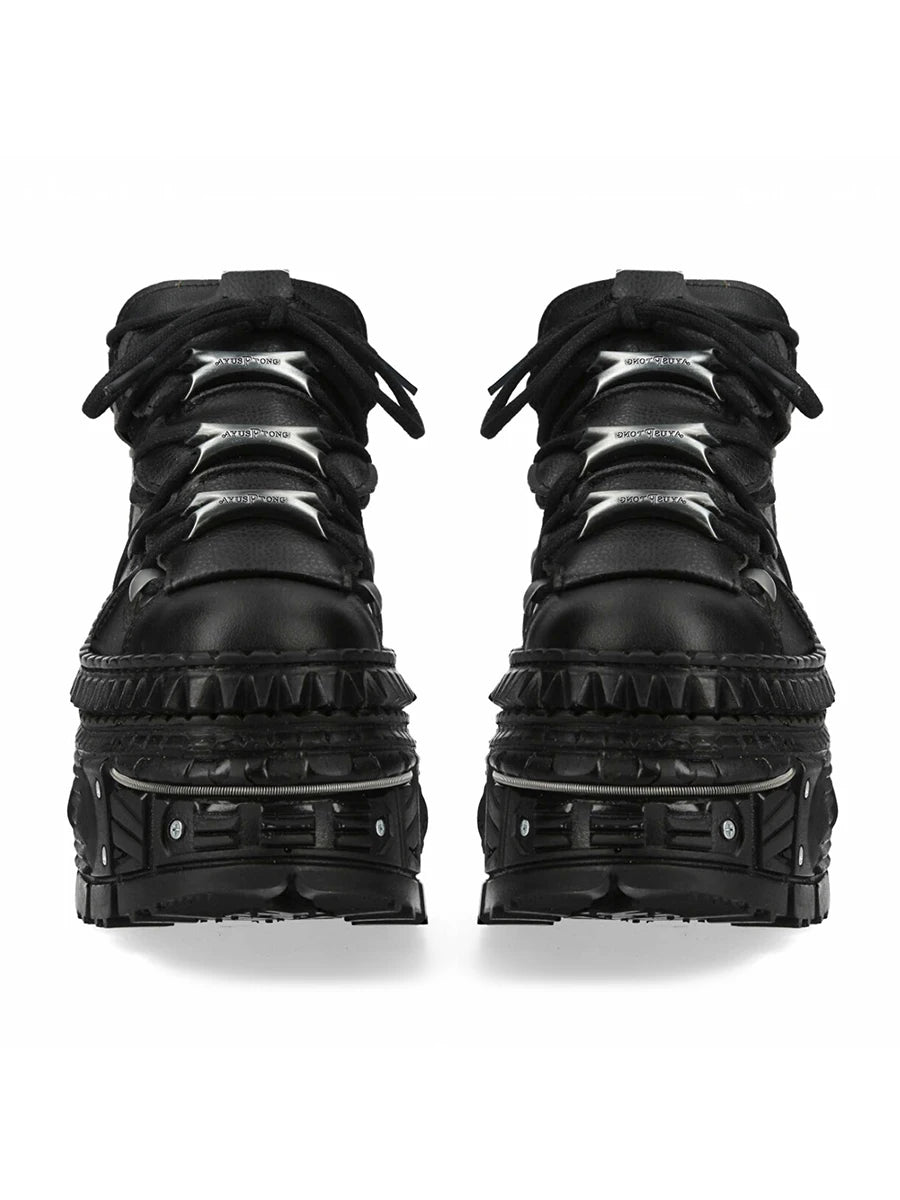 Black Goth Platform Shoes with Super-High Heel