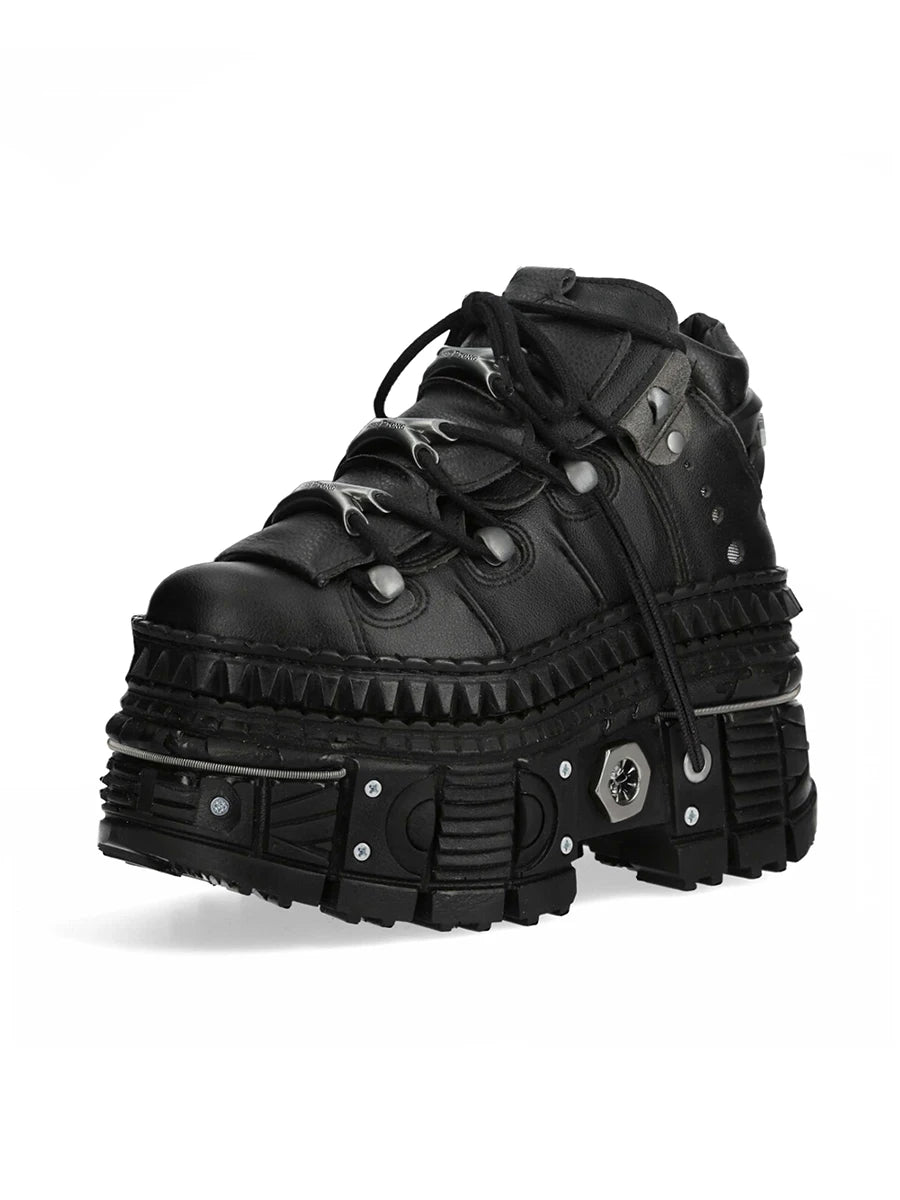 Black Goth Platform Shoes with Super-High Heel