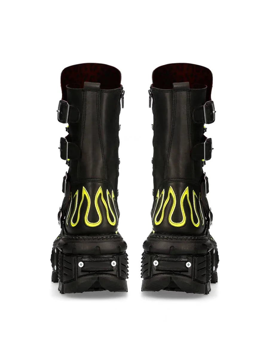 Green Women's Biker Boots with Zip Closure