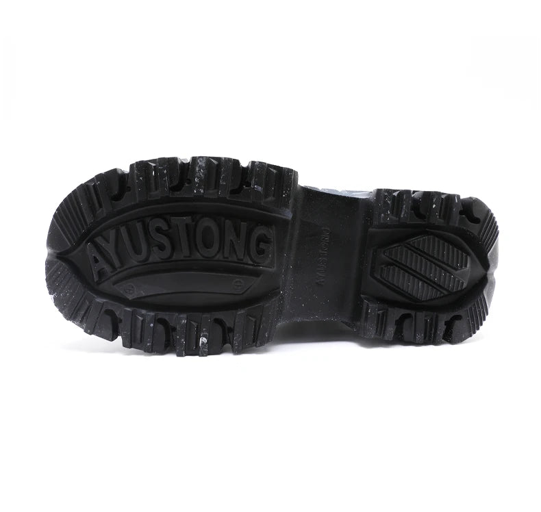 Black Punk Platform Shoes with Rivet Detail