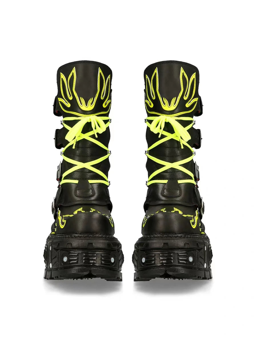 Green Women's Biker Boots with Zip Closure