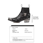 Black Goth Boots – Pointed-Toe Chelsea Style with Metallic Detail
