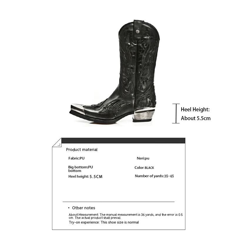 Western Boots for Women Black Chelsea Boots with Metal Detail