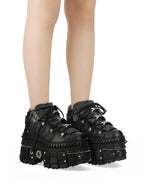 Black Goth Platform Shoes with Super-High Heel