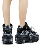 Black Punk Platform Shoes with Rivet Detail