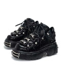 Black and White Punk Platform Shoes with Metal Detail
