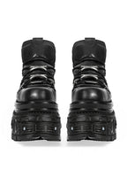 Black Platform Shoes with Super-High Heel and Gothic Rivet Detail