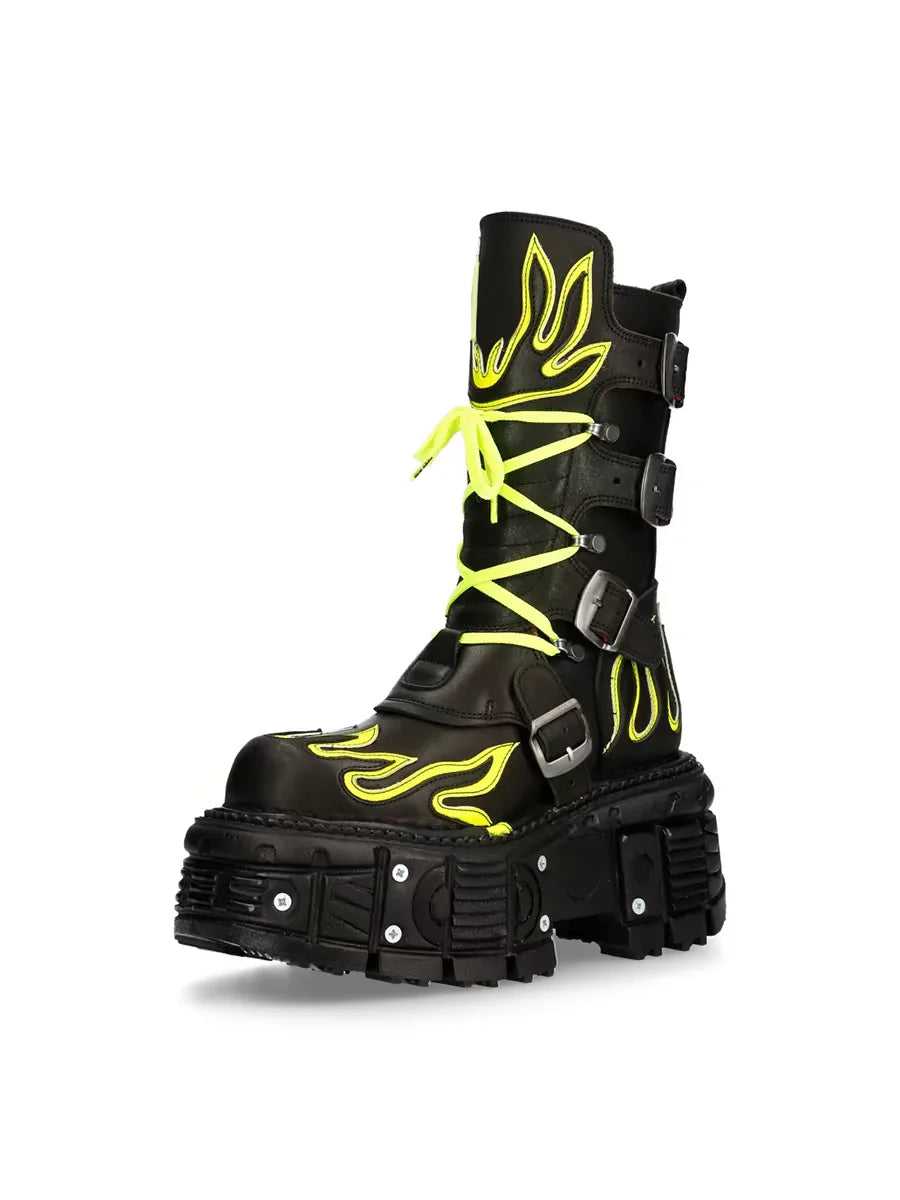 Green Women's Biker Boots with Zip Closure