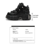 Black and White Punk Platform Shoes with Metal Detail