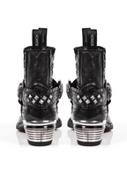 Black Goth Boots – Pointed-Toe Chelsea Style with Metallic Detail