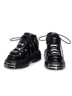 Black and White Punk Platform Shoes with Metal Detail