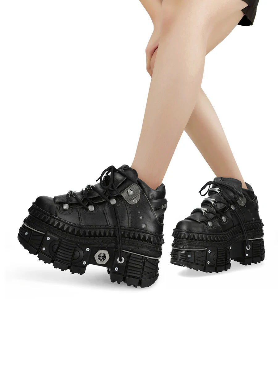 Black Goth Platform Shoes with Super-High Heel