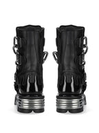Black Women's Biker Boots with Chain Detail