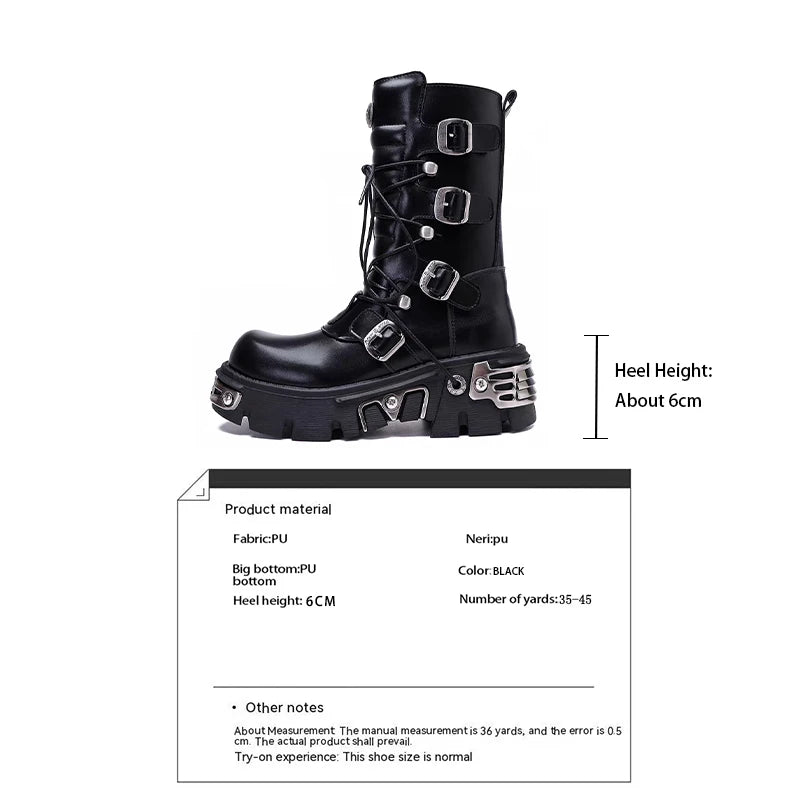 Black Motorcycle Boots with Metal Toe Detail