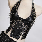 Goth Corset Top for Women with Metal Rivet Detail