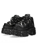 Black Platform Shoes with Super-High Heel and Gothic Rivet Detail
