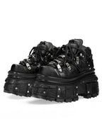 Black Platform Shoes with Super-High Heel and Gothic Rivet Detail