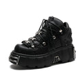 Women's Punk Platform Ankle Boots with Metal Detail