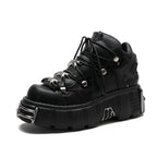 Women's Punk Platform Ankle Boots with Metal Detail