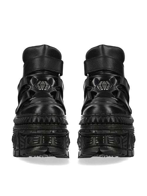 Black gothic platform shoes with metal detail