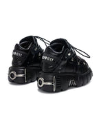 Black and White Punk Platform Shoes with Metal Detail