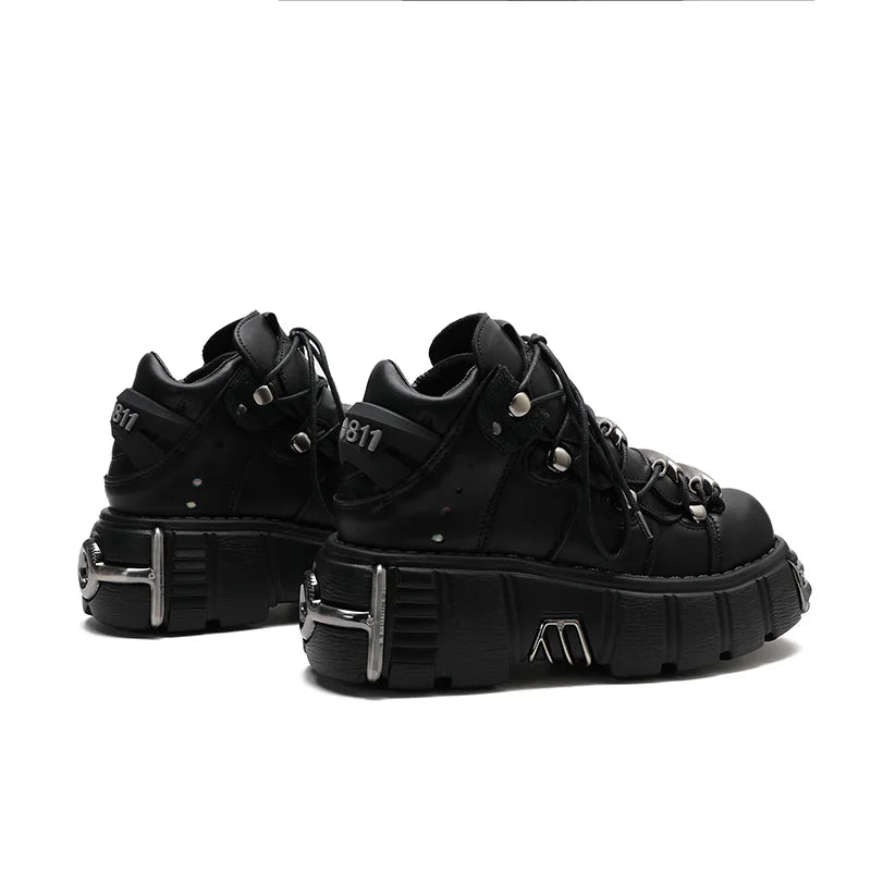 Women's Punk Platform Ankle Boots with Metal Detail