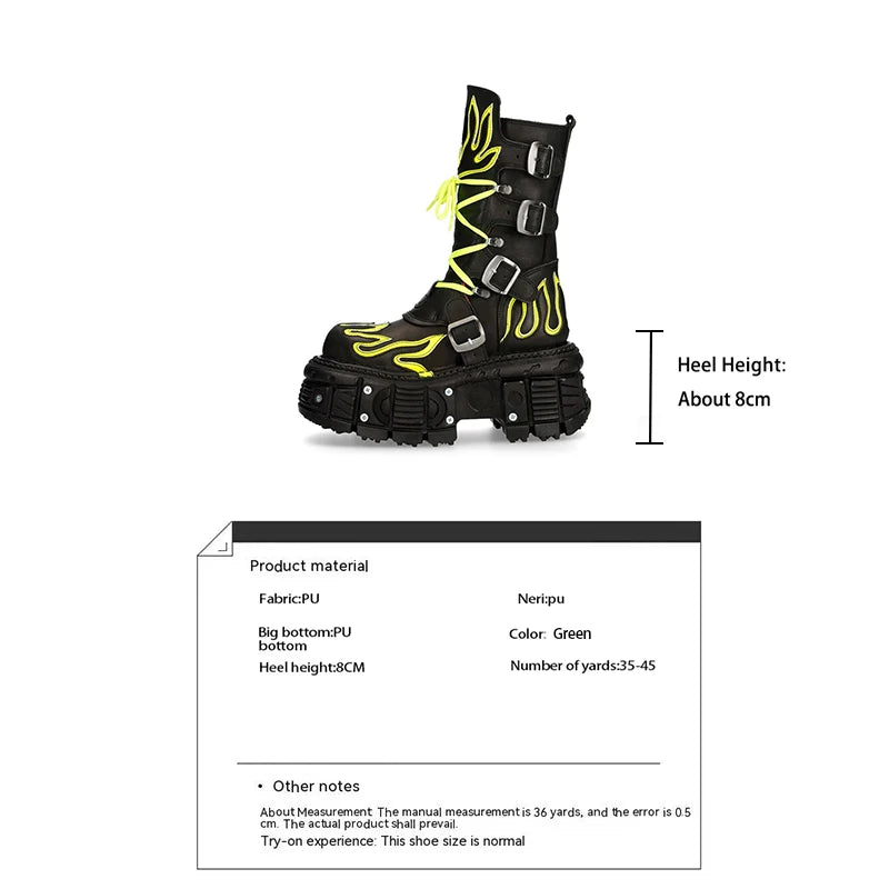 Green Women's Biker Boots with Zip Closure