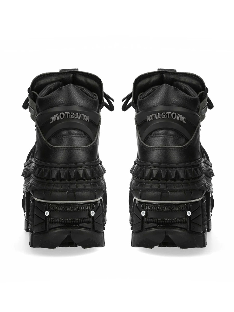 Black Goth Platform Shoes with Super-High Heel