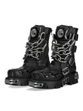 Black Women's Biker Boots with Chain Detail