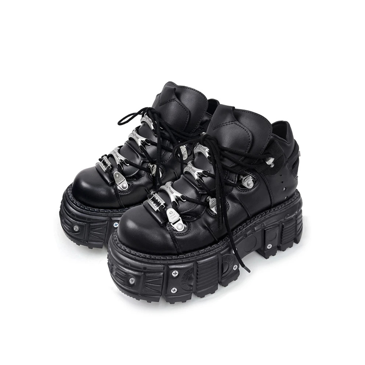 Black Gothic Lace-Up Platform Ankle Boots