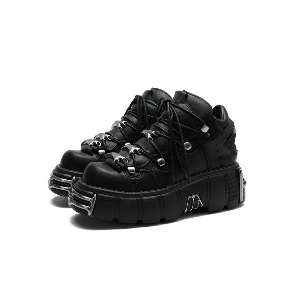 Women's Punk Platform Ankle Boots with Metal Detail