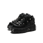 Women's Punk Platform Ankle Boots with Metal Detail